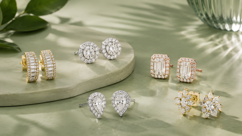 Diamond and gold earrings from Glorious Jewelers