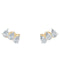 Three Stone Pear Diamond Stud Earrings — 18K Yellow Gold , view 1