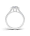 Radiant and Round Halo Diamond Ring — 18K White Gold, view 1