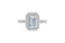 Emerald and Round Halo Diamond Ring — 18K White Gold, view 3