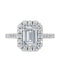 Exquisite Emerald and Round Halo Diamond Ring — 18K White Gold, view 3