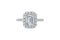Exquisite Emerald and Round Halo Diamond Ring — 18K White Gold, view 3