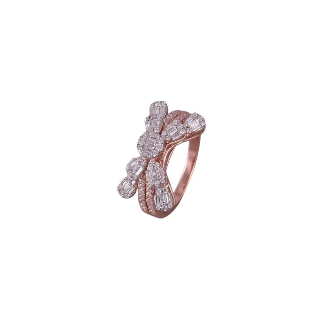 Bow Style Rose Gold Diamond Ring for Women